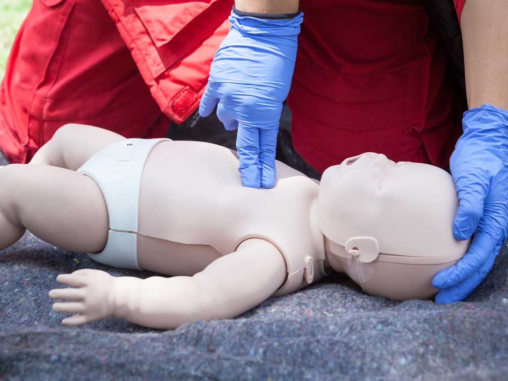 cpr performed on a dummy infant