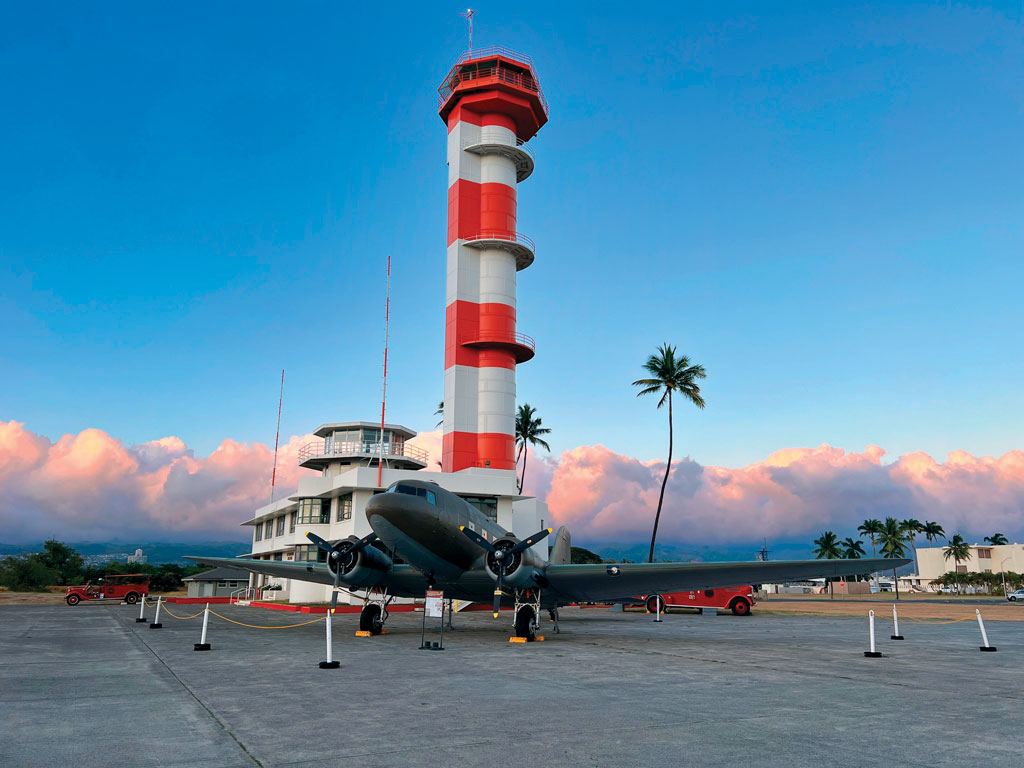 the iconic Ford
Island Control Tower at Pearl Harbor Aviation Museum