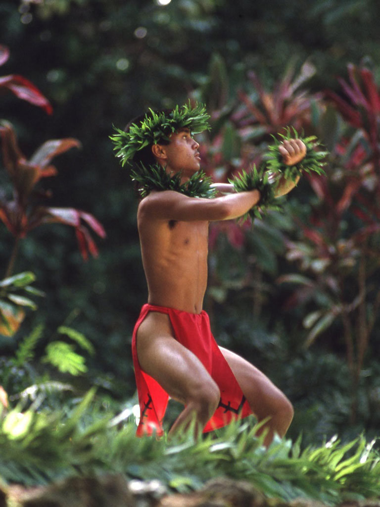 male performing hula