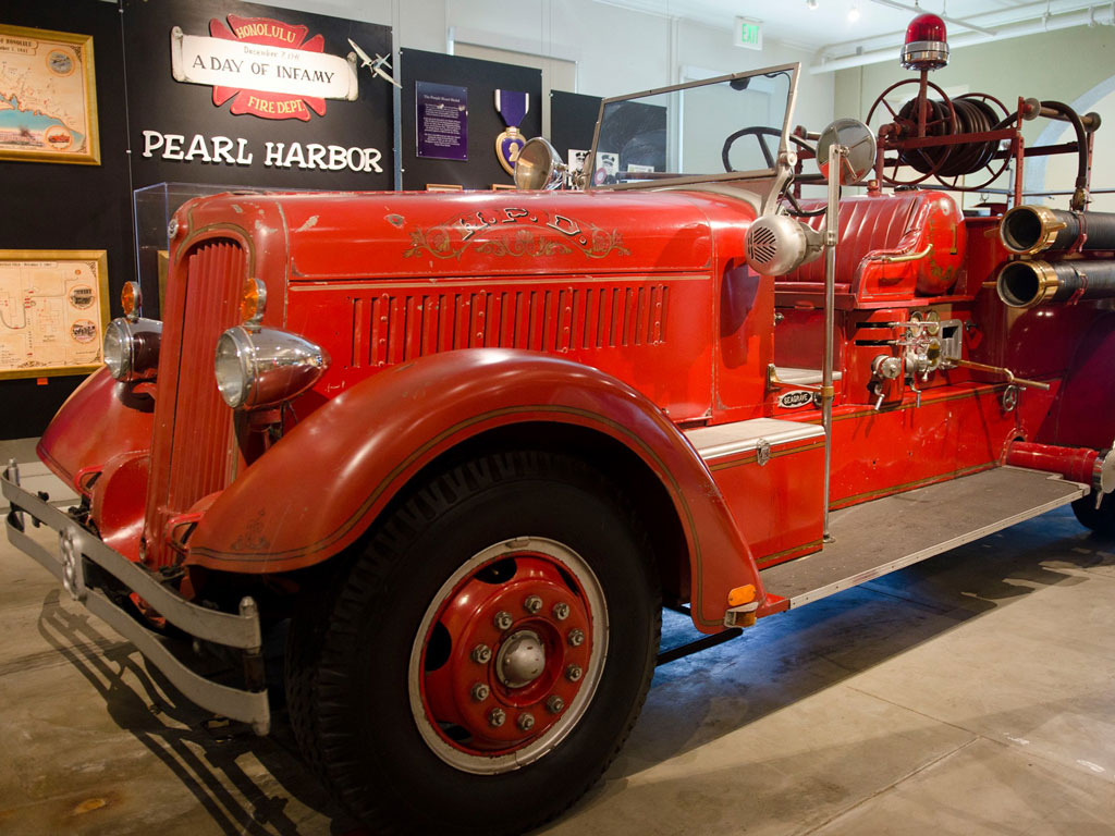 classic firetruck on display at Fire Department Museum & Education Center