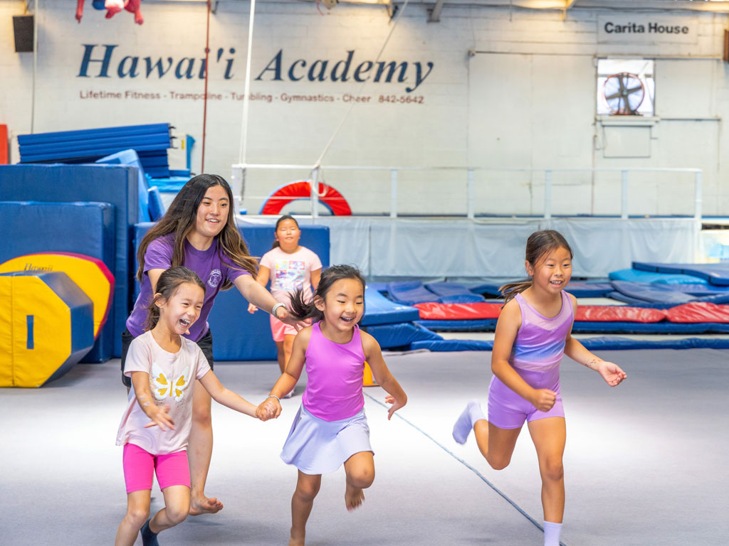 kids participating in gymnastics at Hawaii Academy