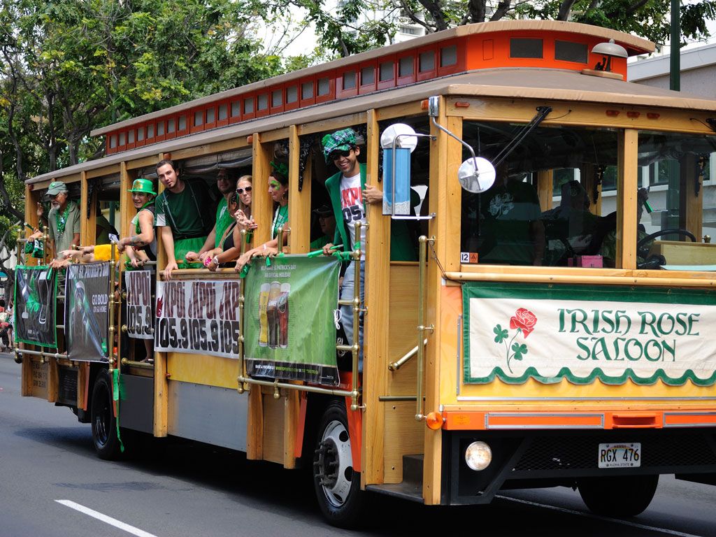 trolley at the Saint Patrick's Day Parade