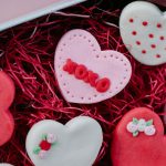 box of heart shaped cookies
