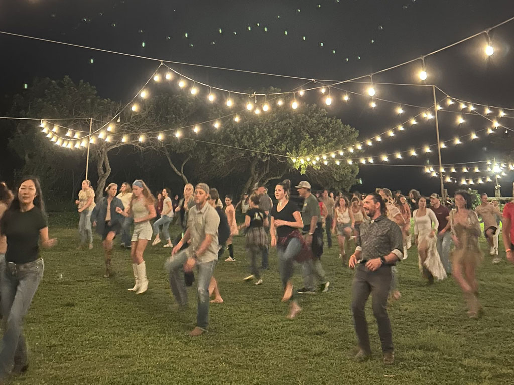 participants line dancing at Gunstock Ranch