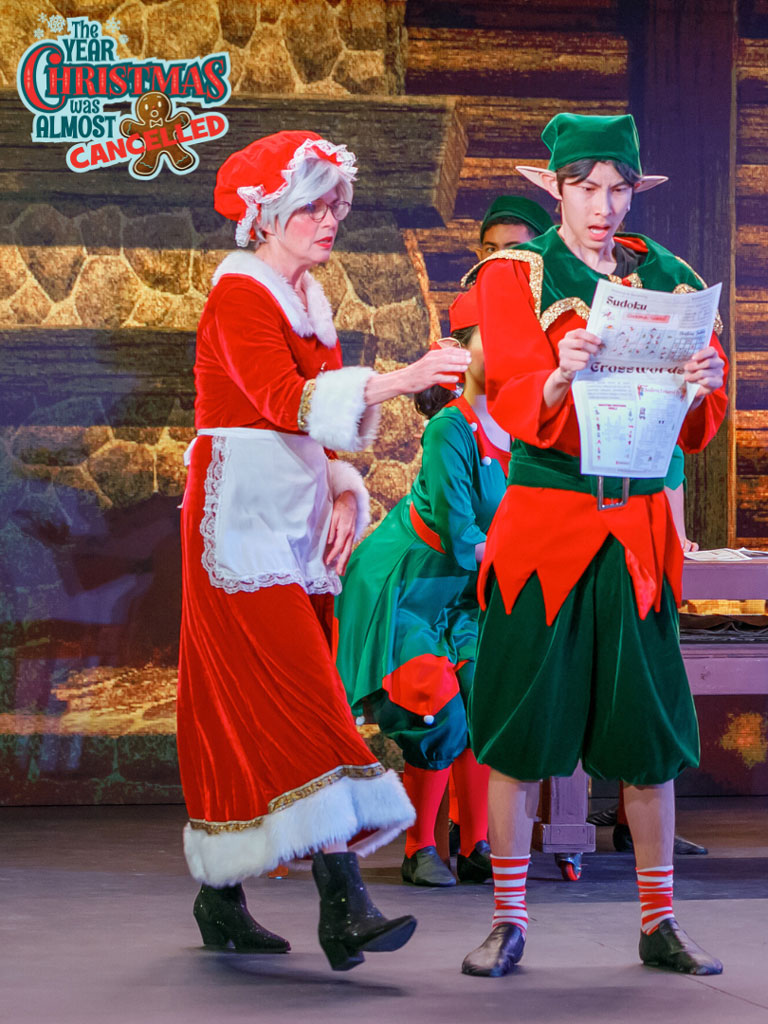 actors performing in the play The Year Christmas Was Almost Cancelled
