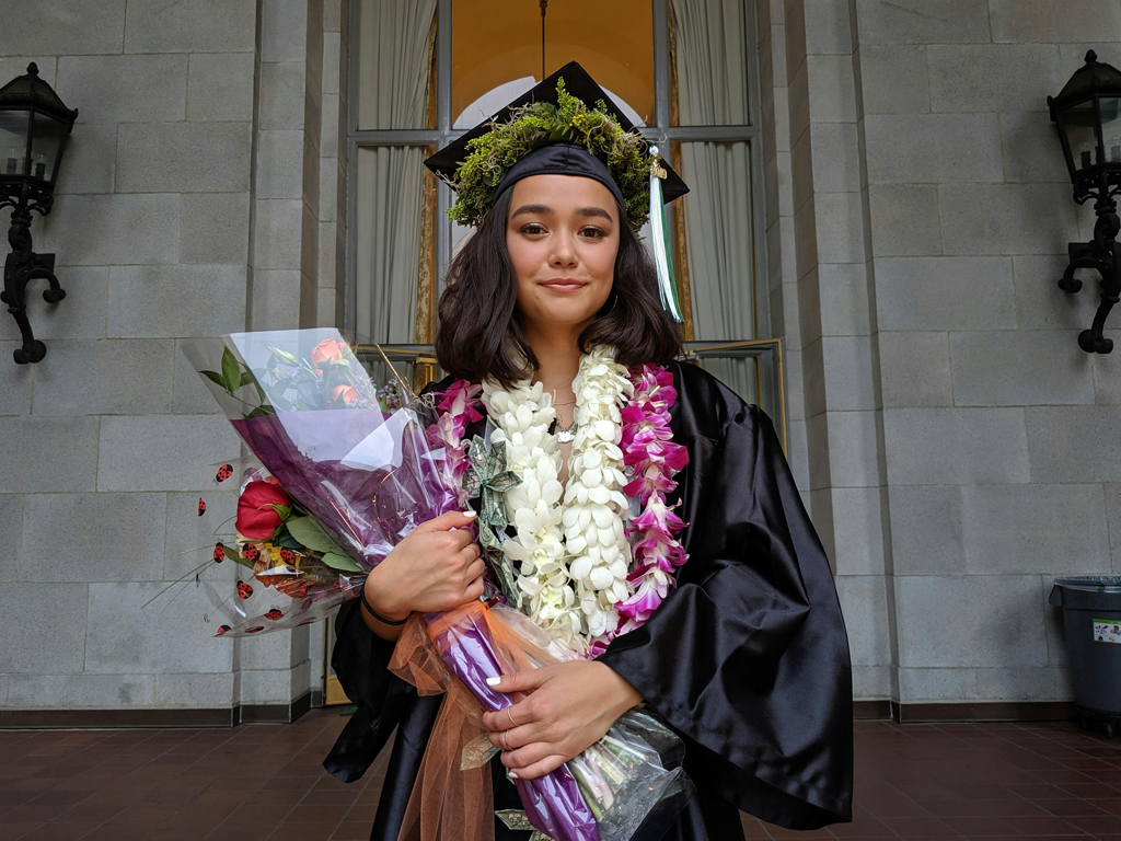 a proud student on her graduation day