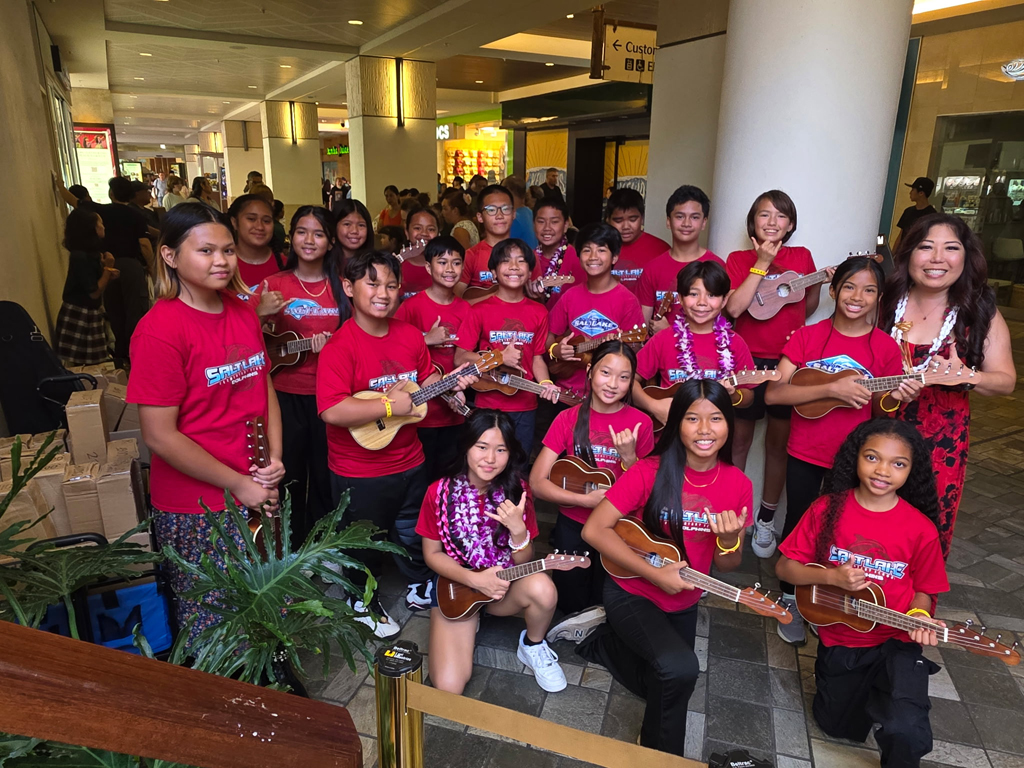 students playing ukulele