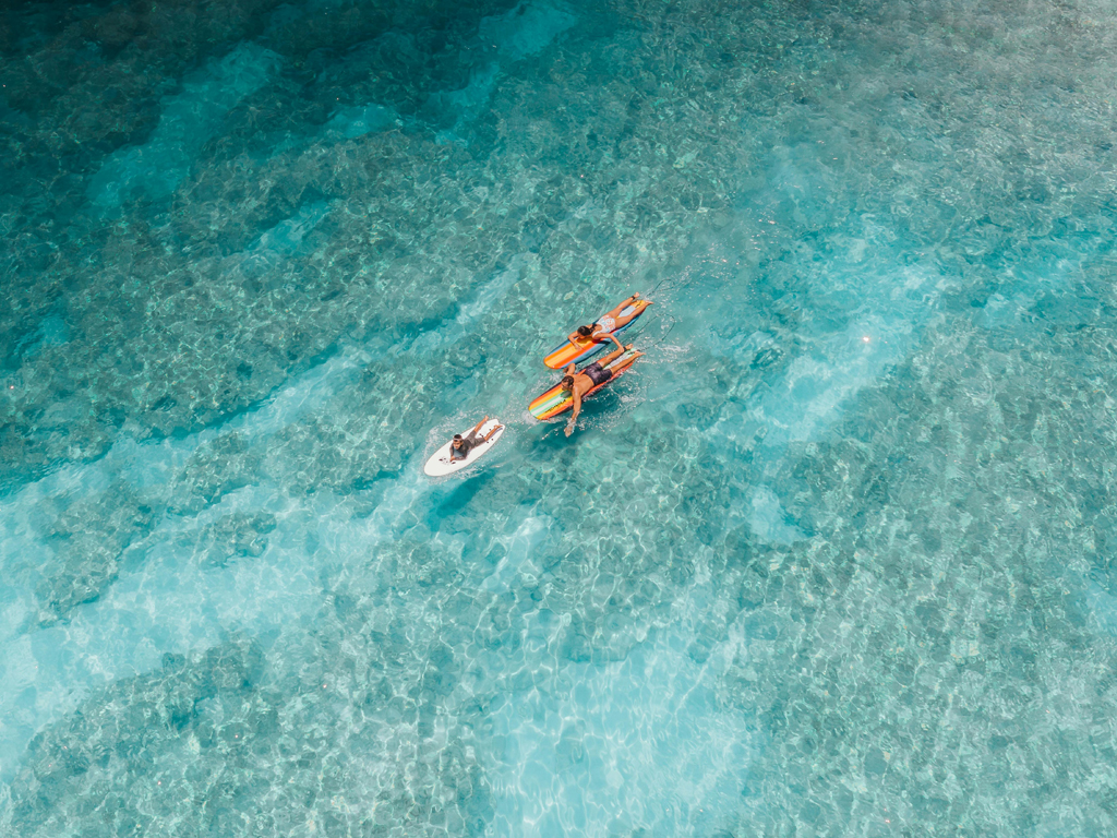 parents surfing with their child