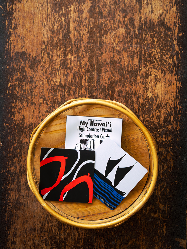 High Contrast Cards in a round basket